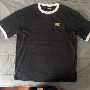 Black Short Sleeve Ringer Tee with White Trim